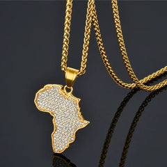 Personality Africa Map Pendant Necklace for Women Men Gold Color High Quality Metal Ethiopian Jewelry