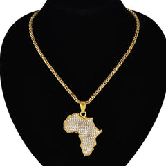 Personality Africa Map Pendant Necklace for Women Men Gold Color High Quality Metal Ethiopian Jewelry