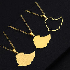 New Ethiopia Map Cities Pendant Necklaces Stainless Steel For Women Men Gold/Steel Color Ethiopian Maps Jewelry Gift