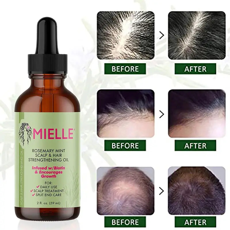 59ml Mielle Hair Growth Essential Oil Rosemary Mint Scalp Hair Strengthening Oil Nourishing Repair Split Ends Dry Hair Care Oil