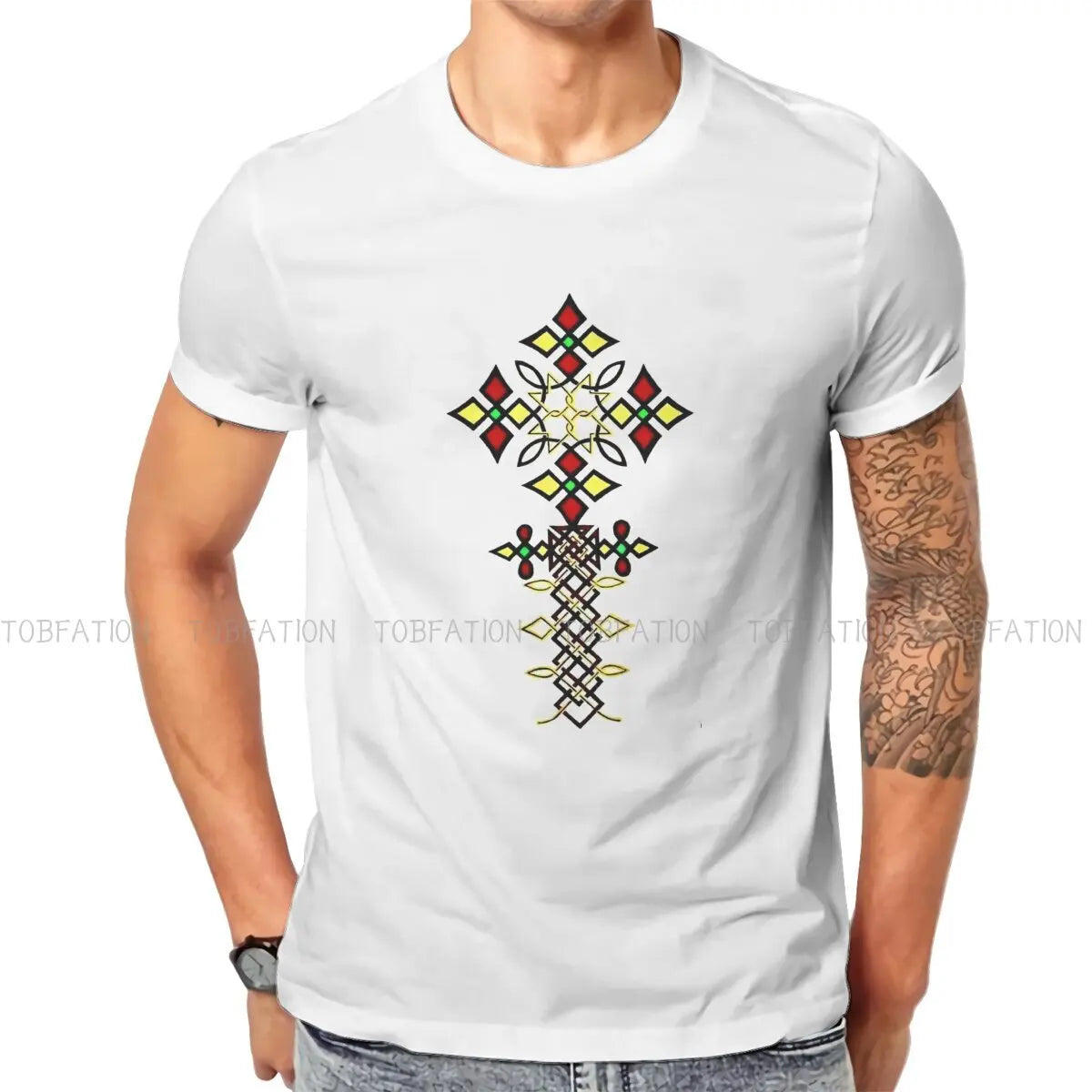 Ethiopian Cross Polyester TShirts Culture Design Distinctive Men's T Shirt Funny Clothing 6XL