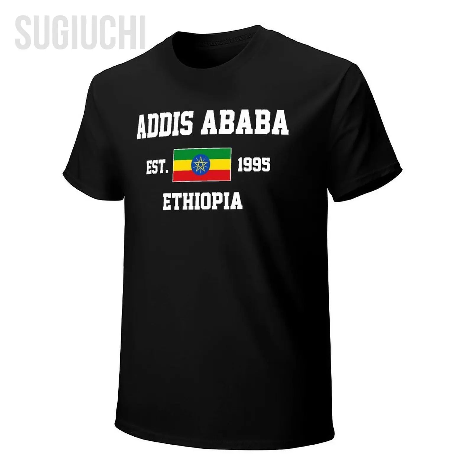 Patriotic Flag Ethiopia EST.1995 Addis Ababa Men Tshirt Tees T-Shirt O-neck T Shirts Women Boys Clothing 100% Cotton